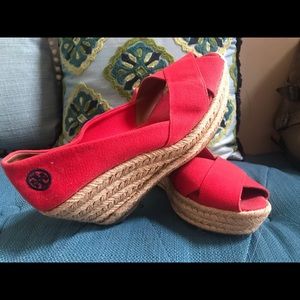 Tory Burch espadrille wedge red